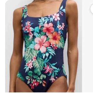 NWT TOMMY BAHAMA SZ 14 Island Cays Flora Reversible One Piece Swimsuit Resort